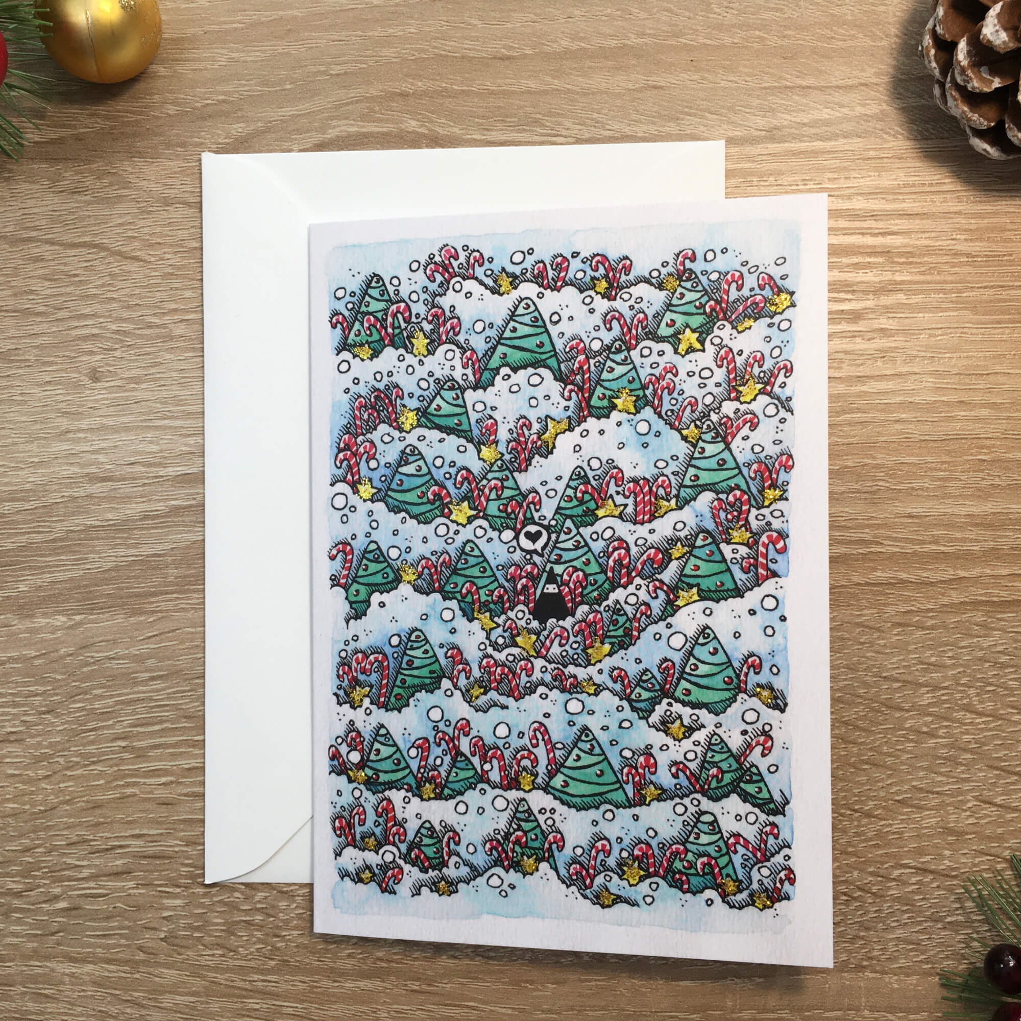 Card with little trees