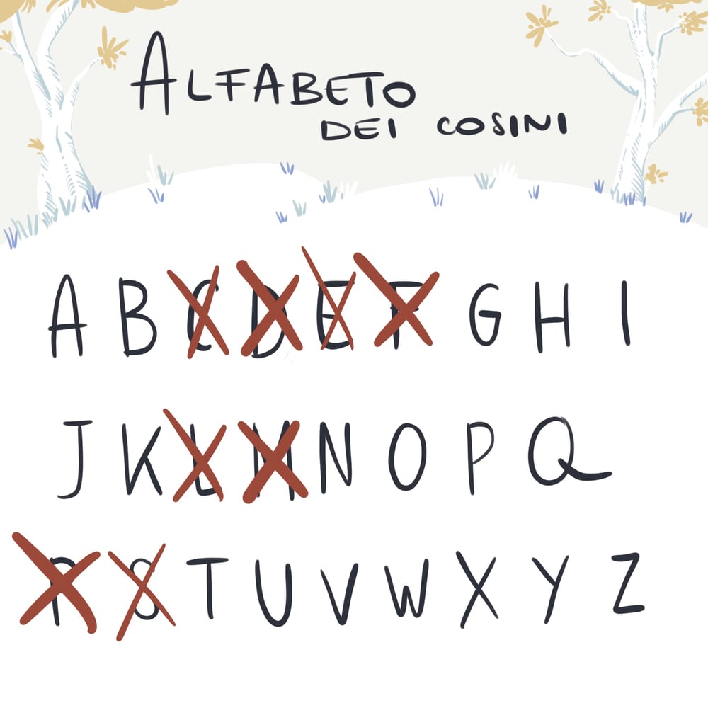 Lettere dell'alfabeto de iCosini già completate